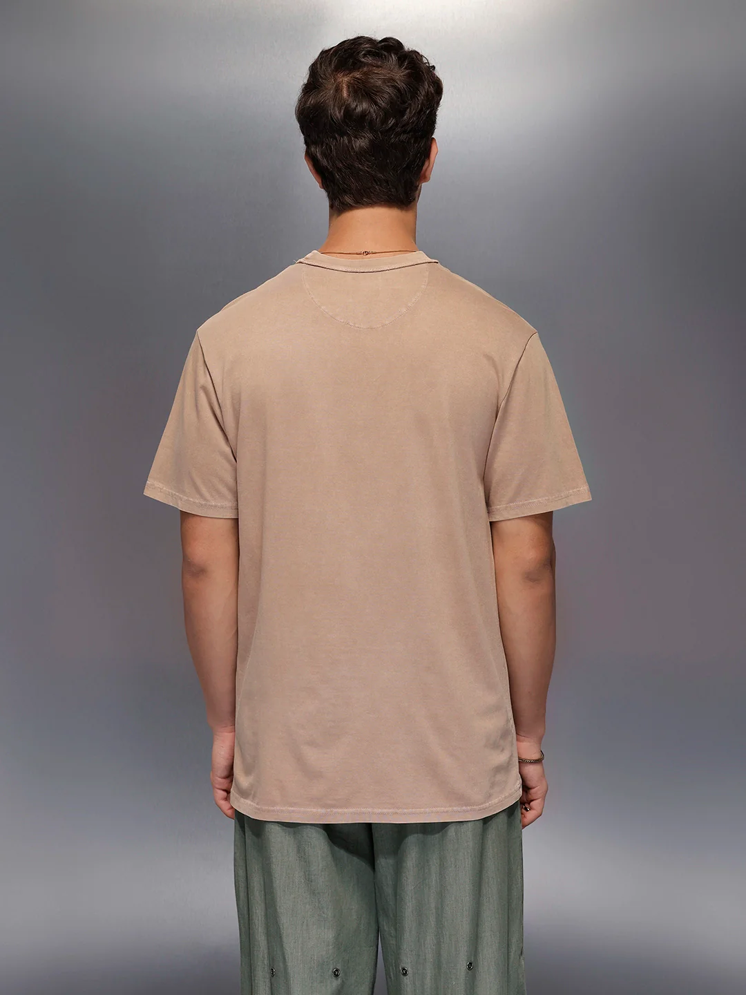 Solid Oversized T-Shirt   |  Beige - Image 3