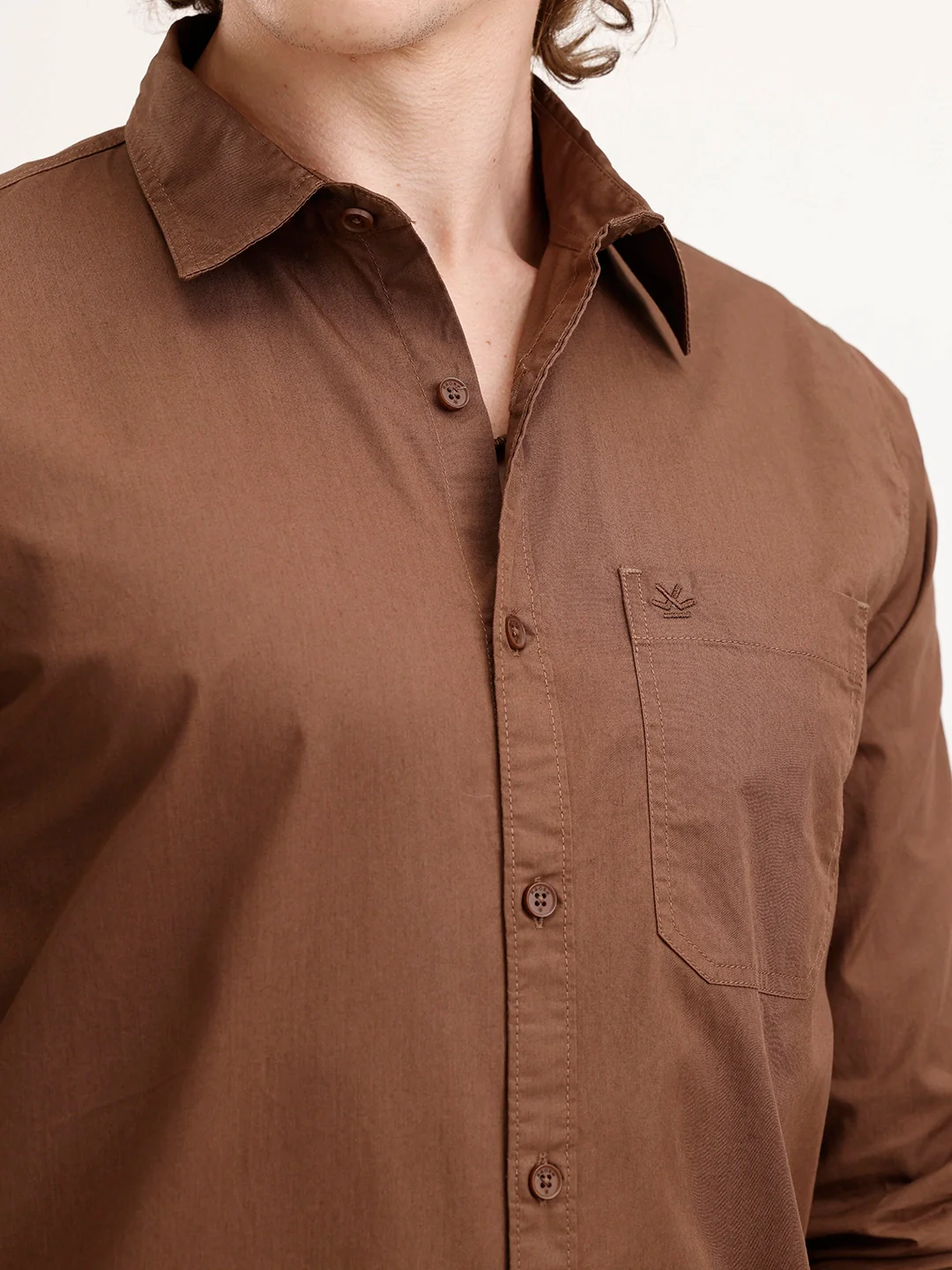 Solid Regular Fit 100% Cotton Shirt | Brown - Image 5