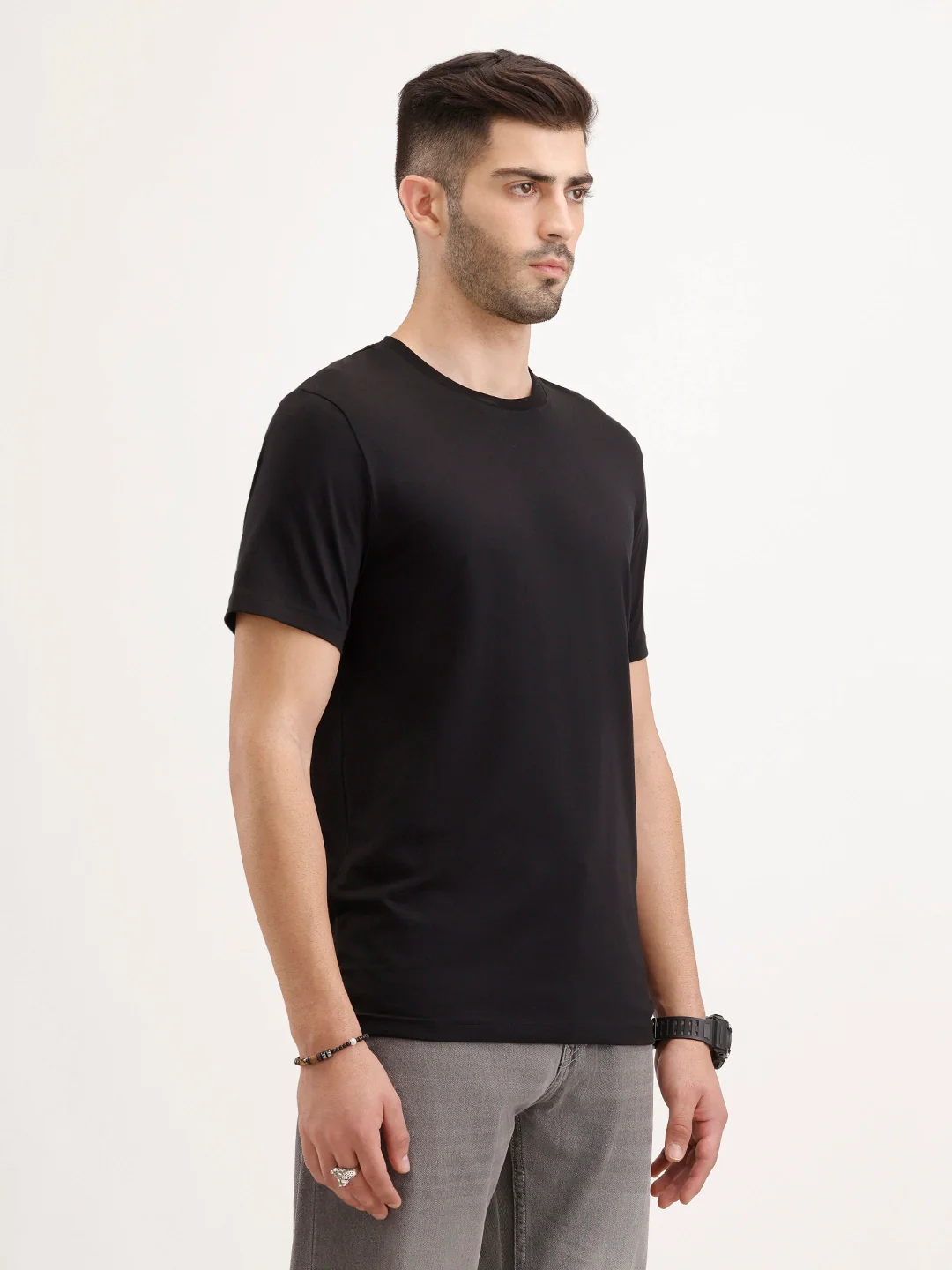 Solid Slim Fit T-Shirt | Black - Image 4