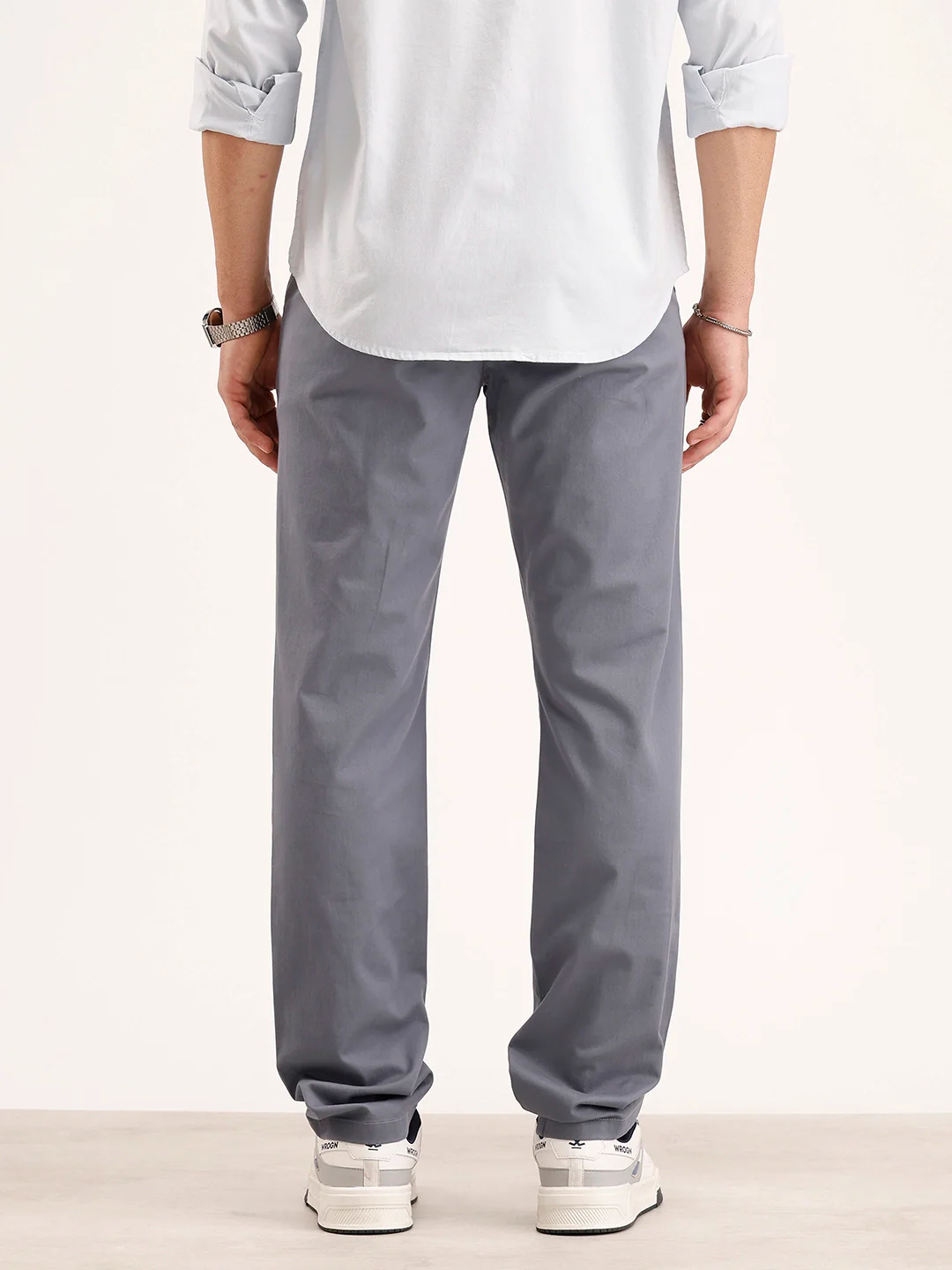 Solid Slim Fit Trouser   |  Grey - Image 3