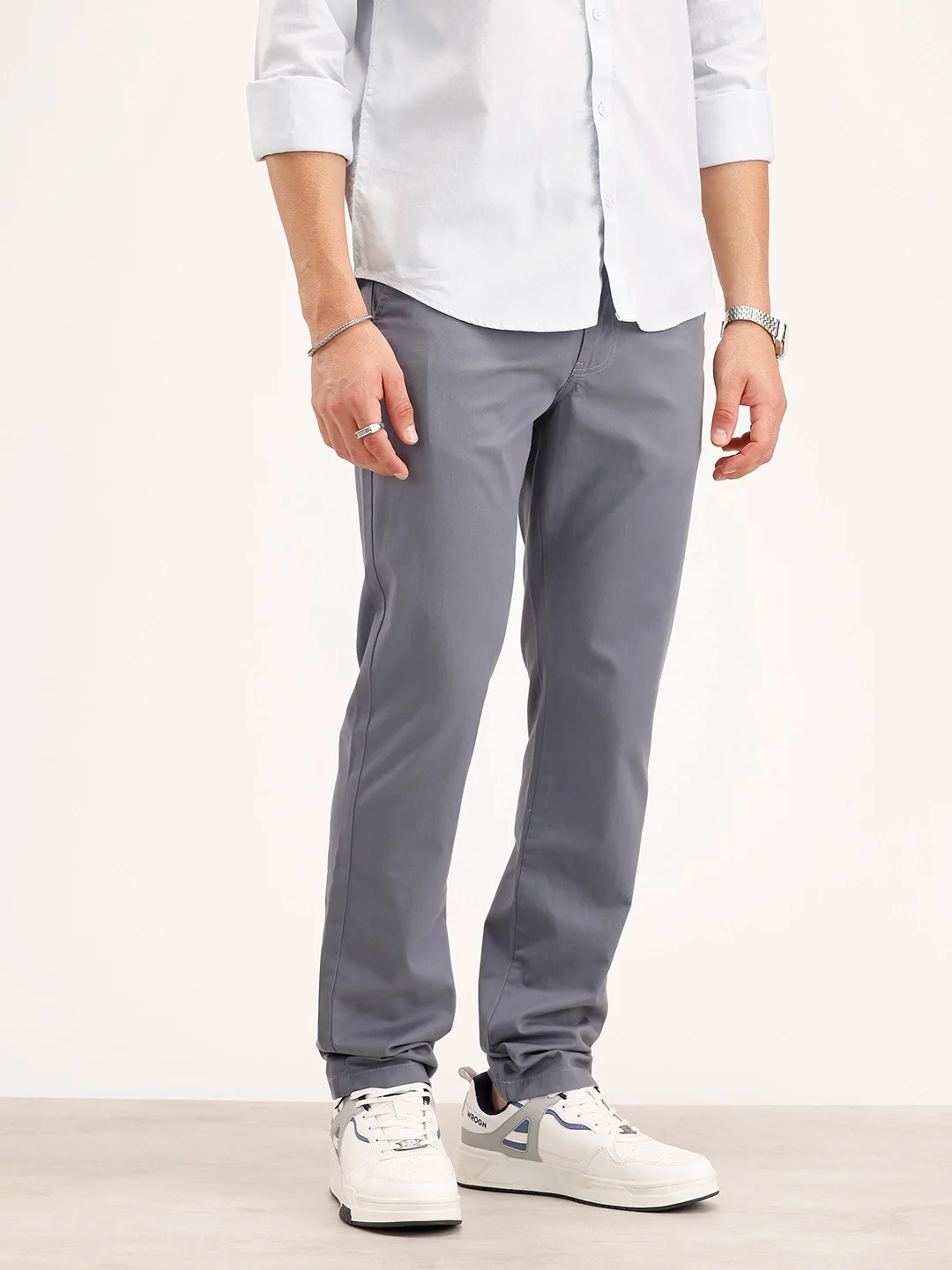 Solid Slim Fit Trouser   |  Grey - Image 4