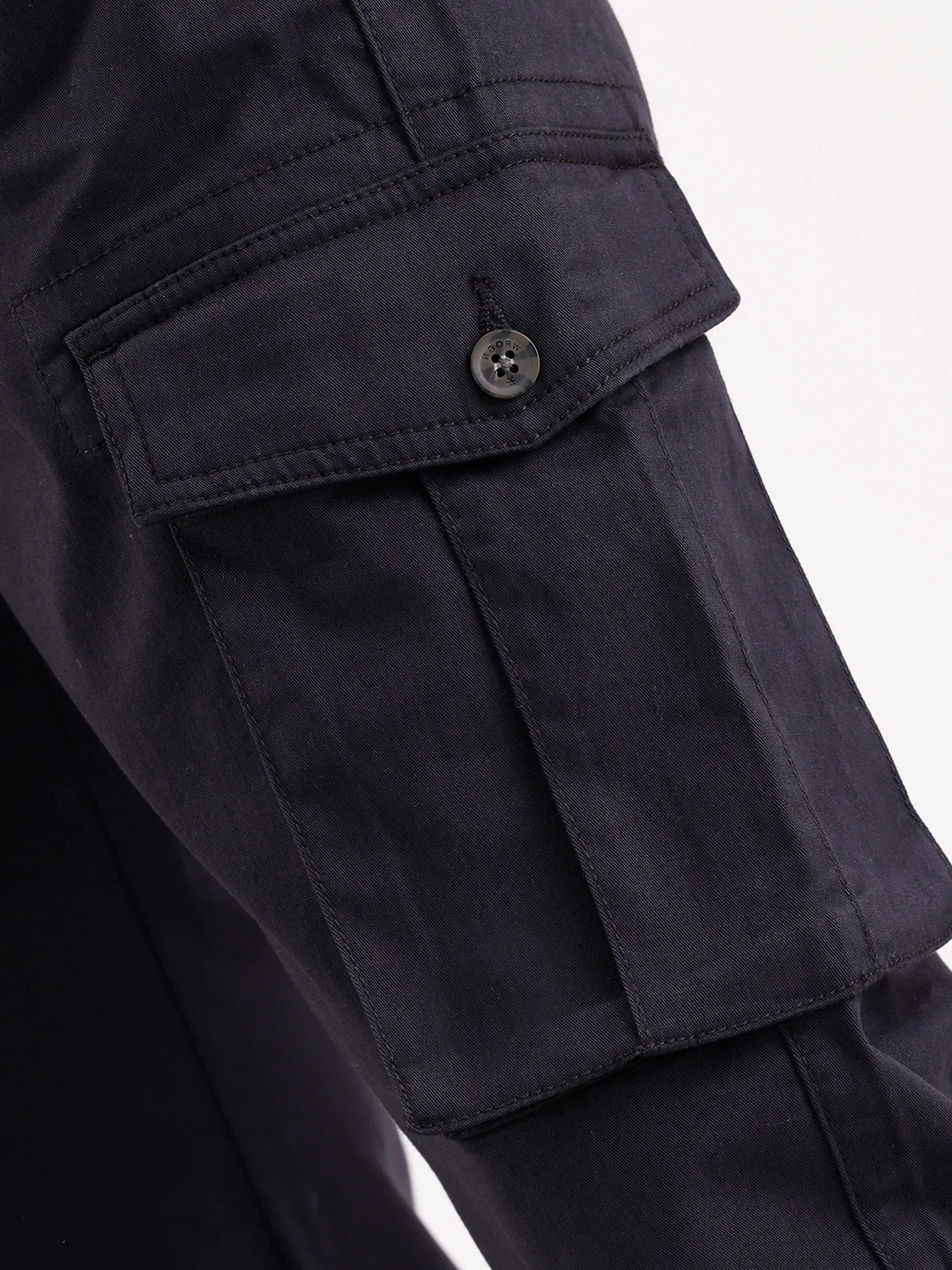Solid Straight Fit Cargo  | Black - Image 5
