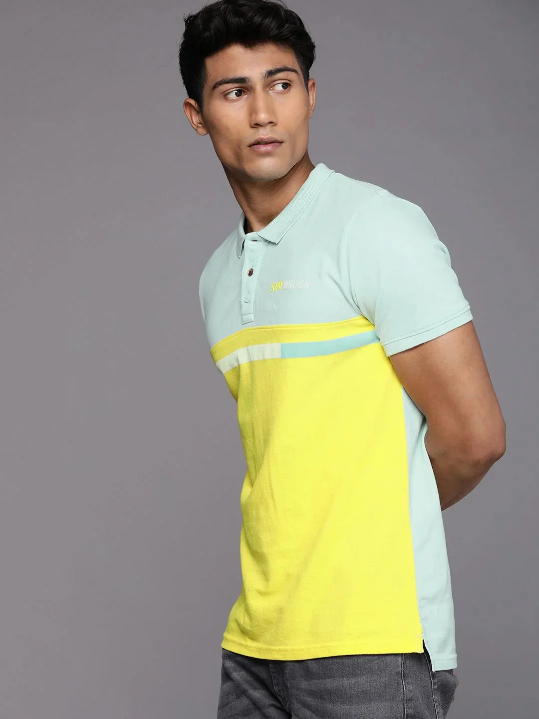 Stay Wrogn Colourblocked Polo Collar T-Shirt - Image 4