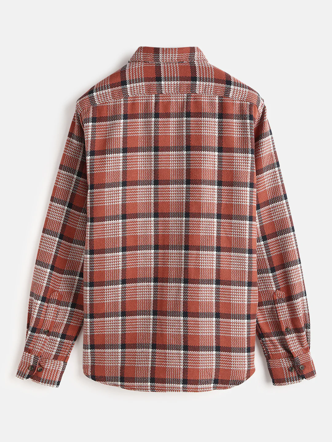Textured Checks Dobby Shirt | Rust - Image 4