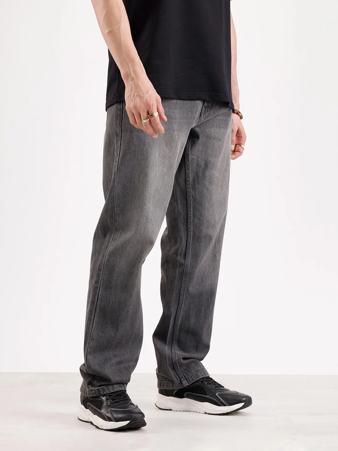 Washed Anit Fit Denim Jeans   |  Grey - Image 4