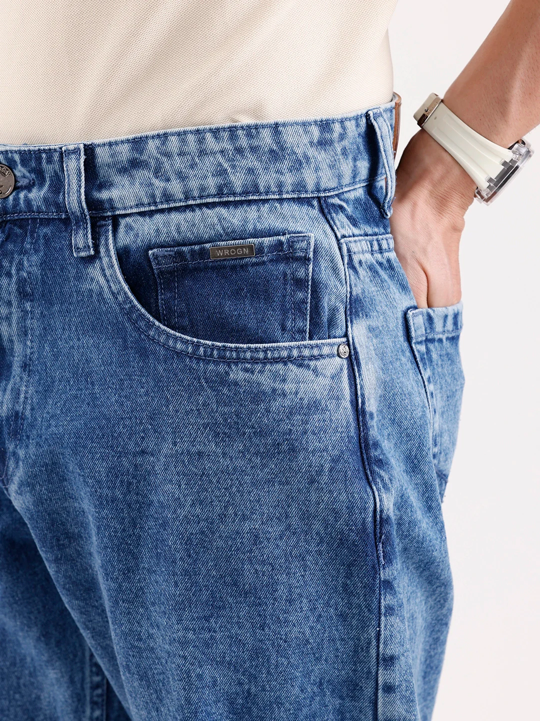 Washed Anti Fit Denim Jeans   |  Blue - Image 5
