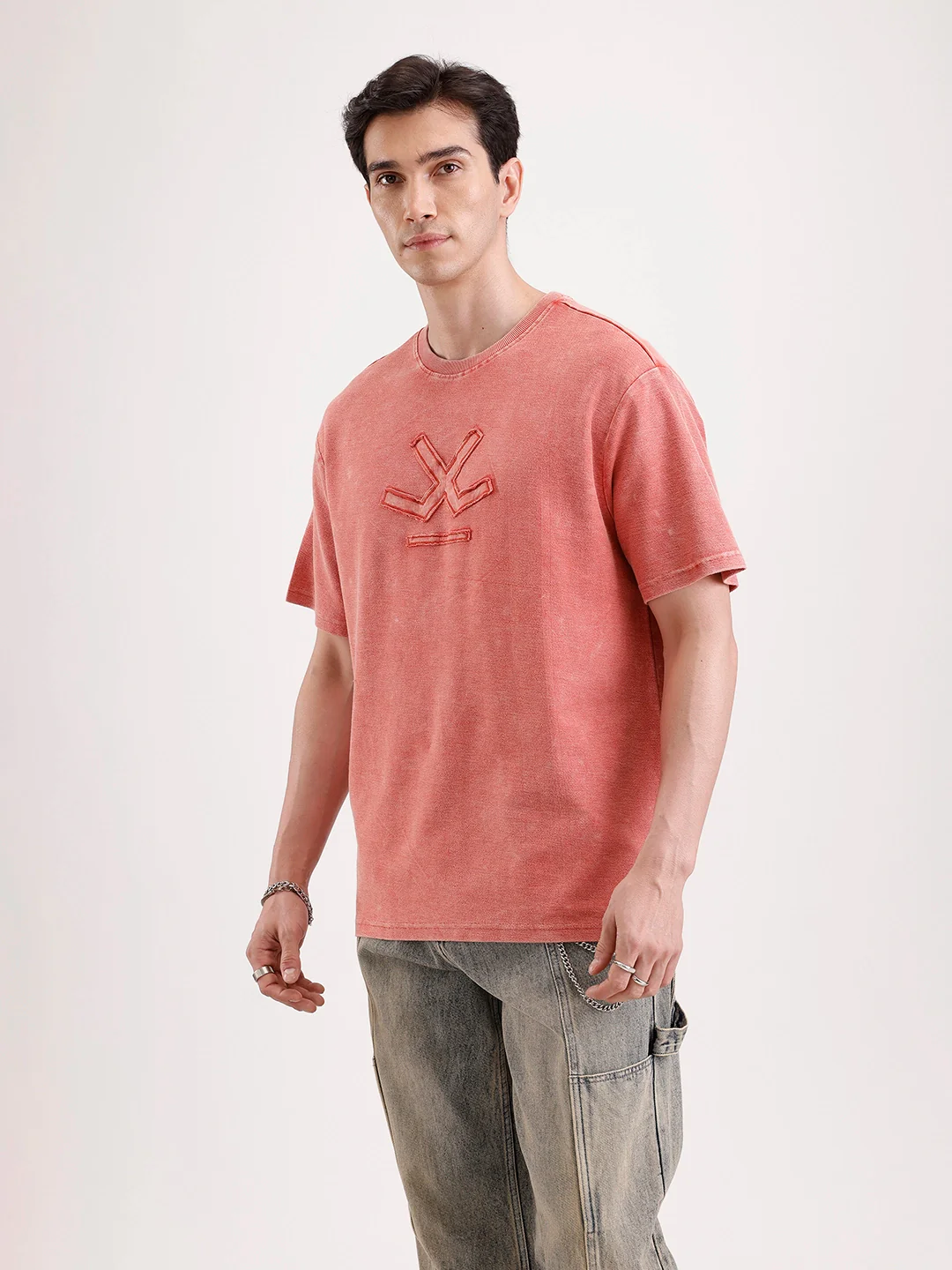 Washed Embroidery Patch T-Shirt   |  Rust - Image 4