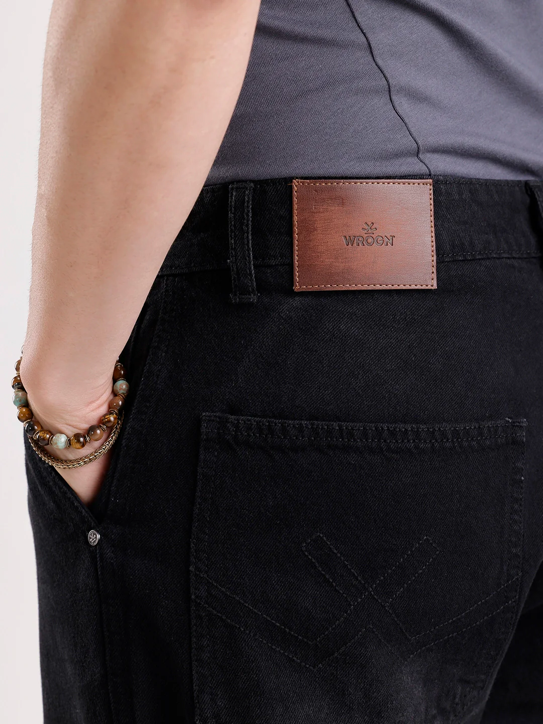 Washed Loose Fit Cargo Denim   |  Grey - Image 5