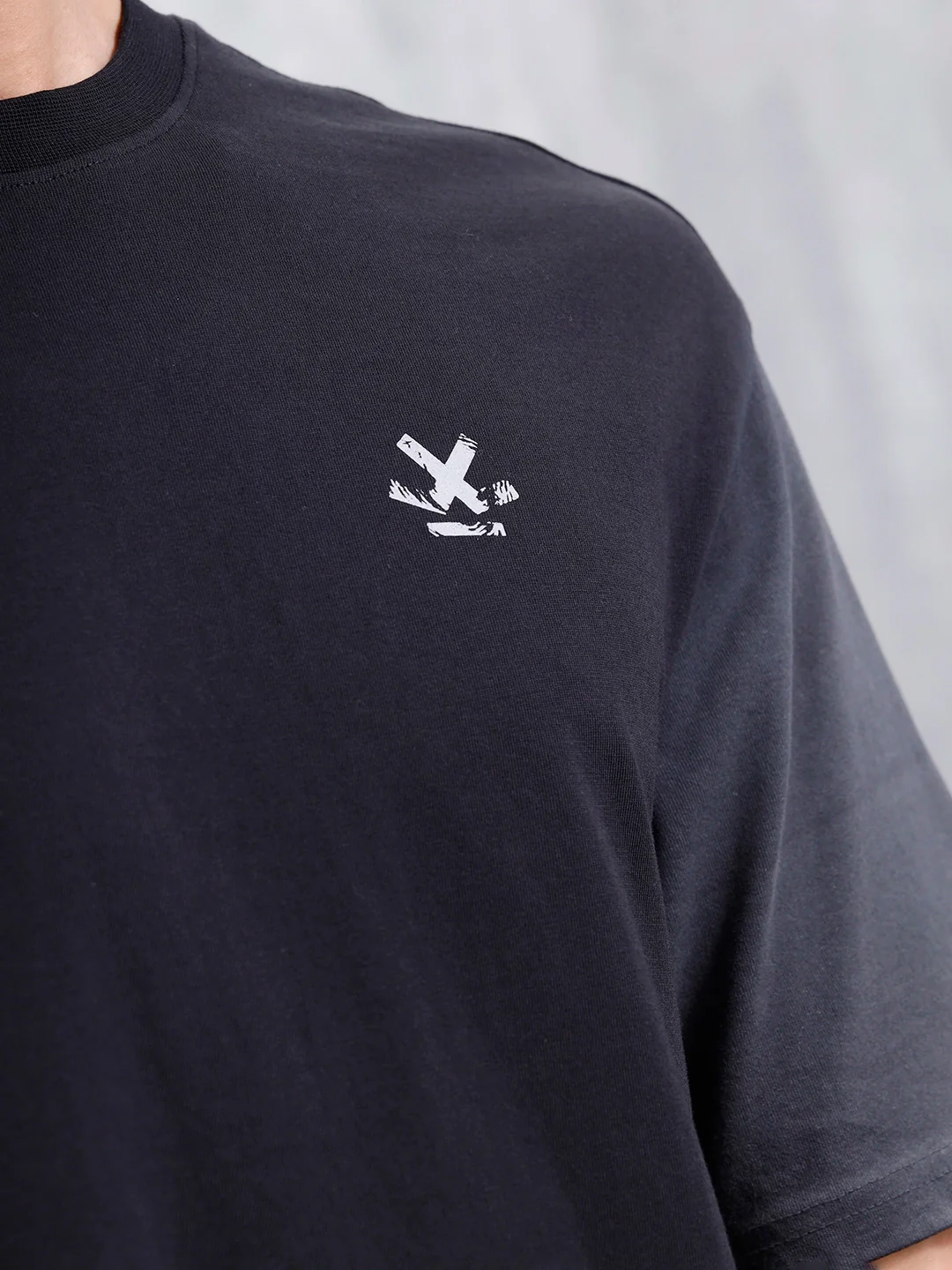 Washed Oversized Crew Neck T-shirt With Print | Black - Image 5