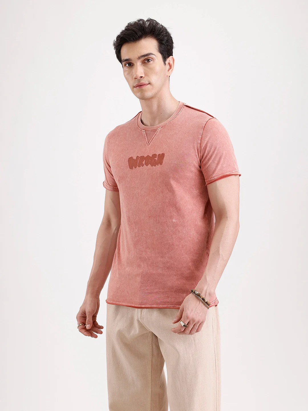 Washed Placement Printed T-Shirt   |  Rust - Image 4