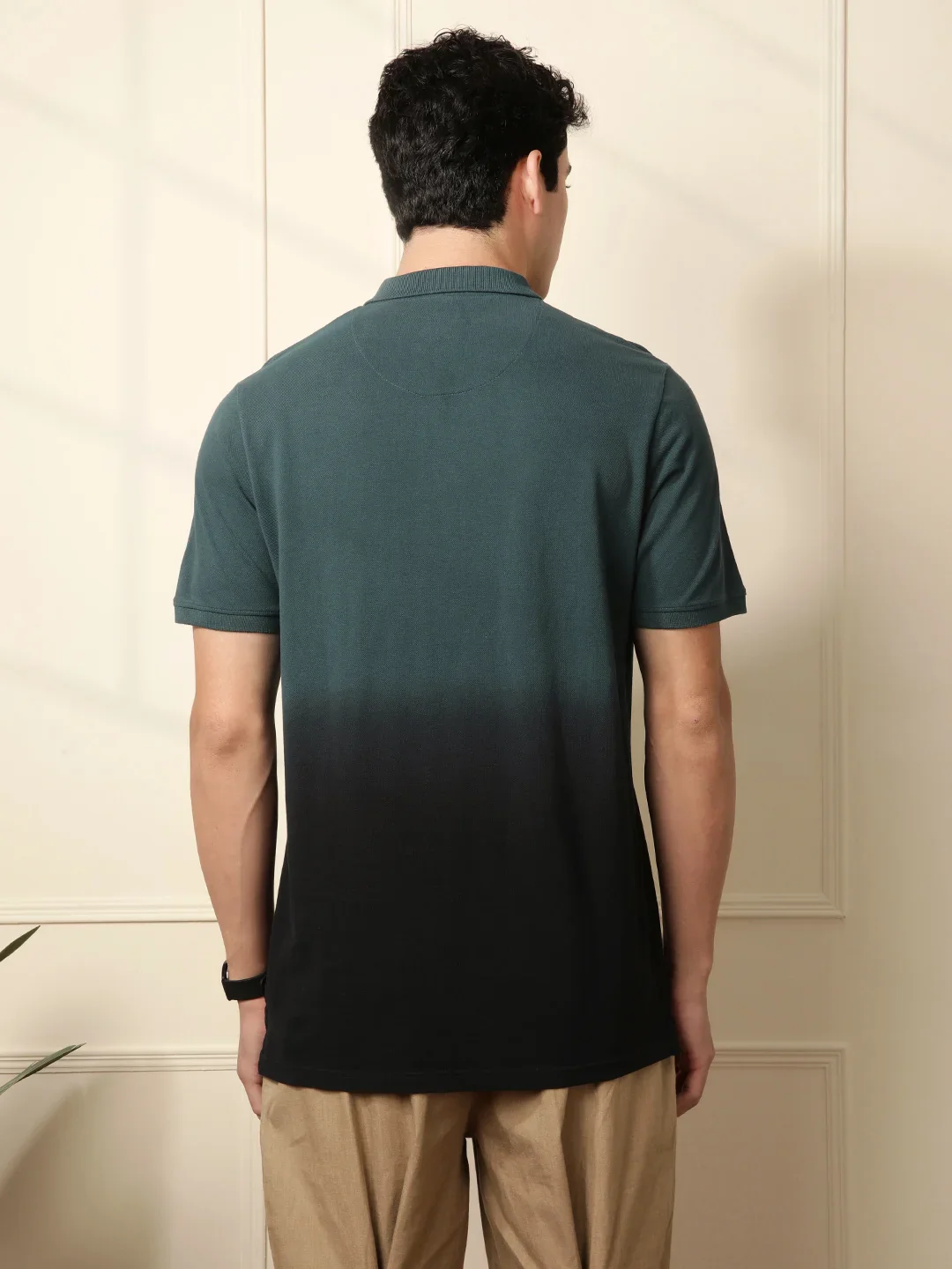 Washed Slim Fit Polo T-Shirt in Teal - Image 4