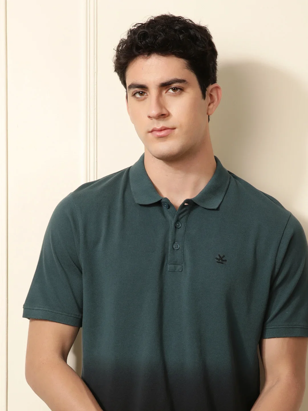 Washed Slim Fit Polo T-Shirt in Teal - Image 6