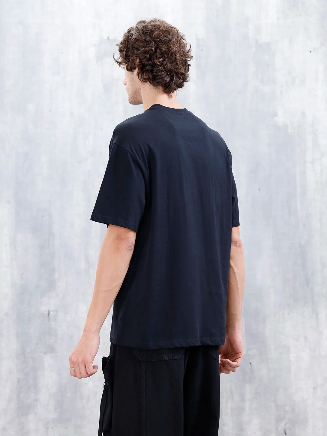 Wrogn Distressed Effect Printed Graphic Tee For Men's | Black - Image 3